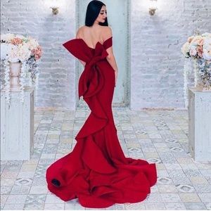 MNM couture royal blue gown w/ dramatic bow